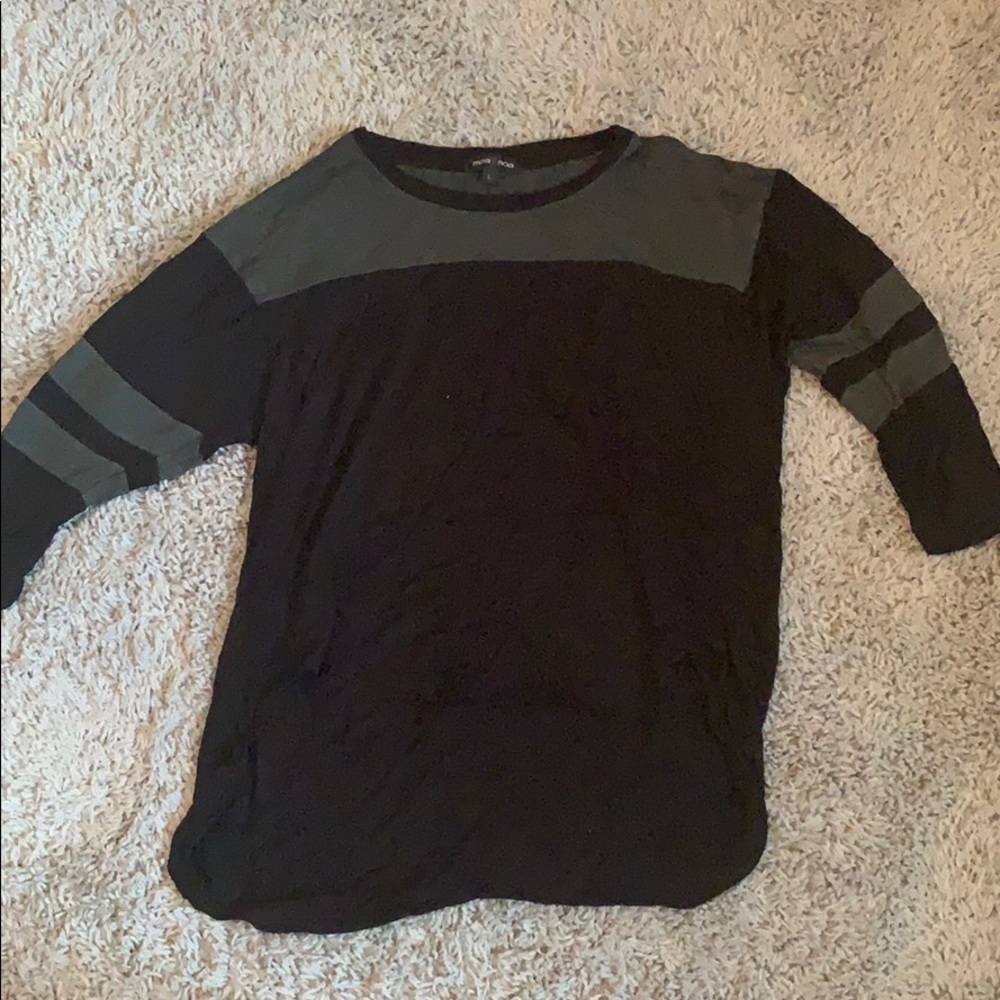 black long sleeve shirt with grey stripes